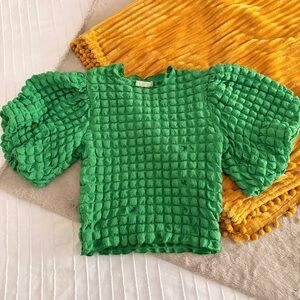 Textured Puff-sleeve Top